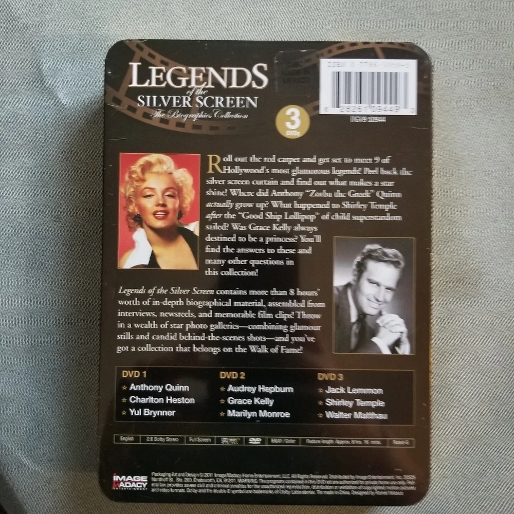 3 Disc DVD Set Legends of the Silver Screen,The Biographies Collection. - Picture 3 of 10